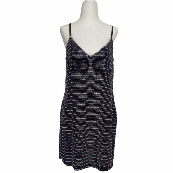 NWT- Karina Grimaldi- Colorful Beaded Mini Slip Dress - Picture 1 of 9